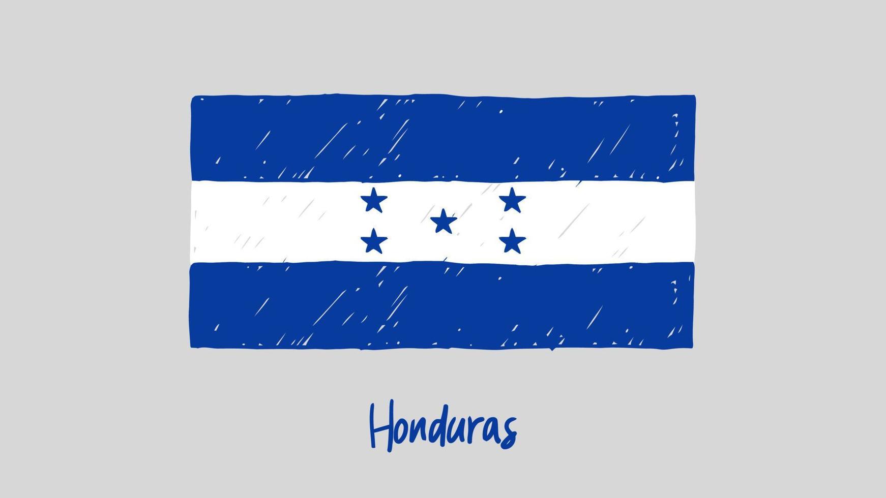 Honduras National Country Flag Marker or Pencil Sketch Illustration Vector