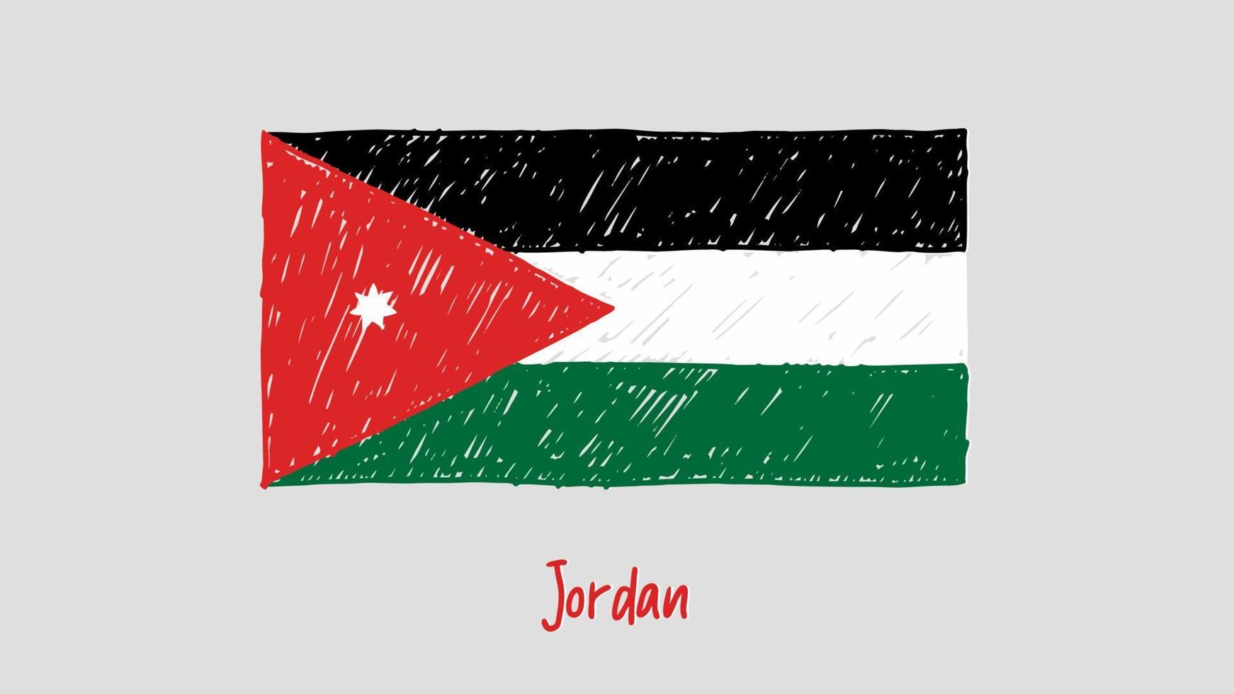 vector de ilustración de boceto de lápiz o marcador de bandera nacional de jordania