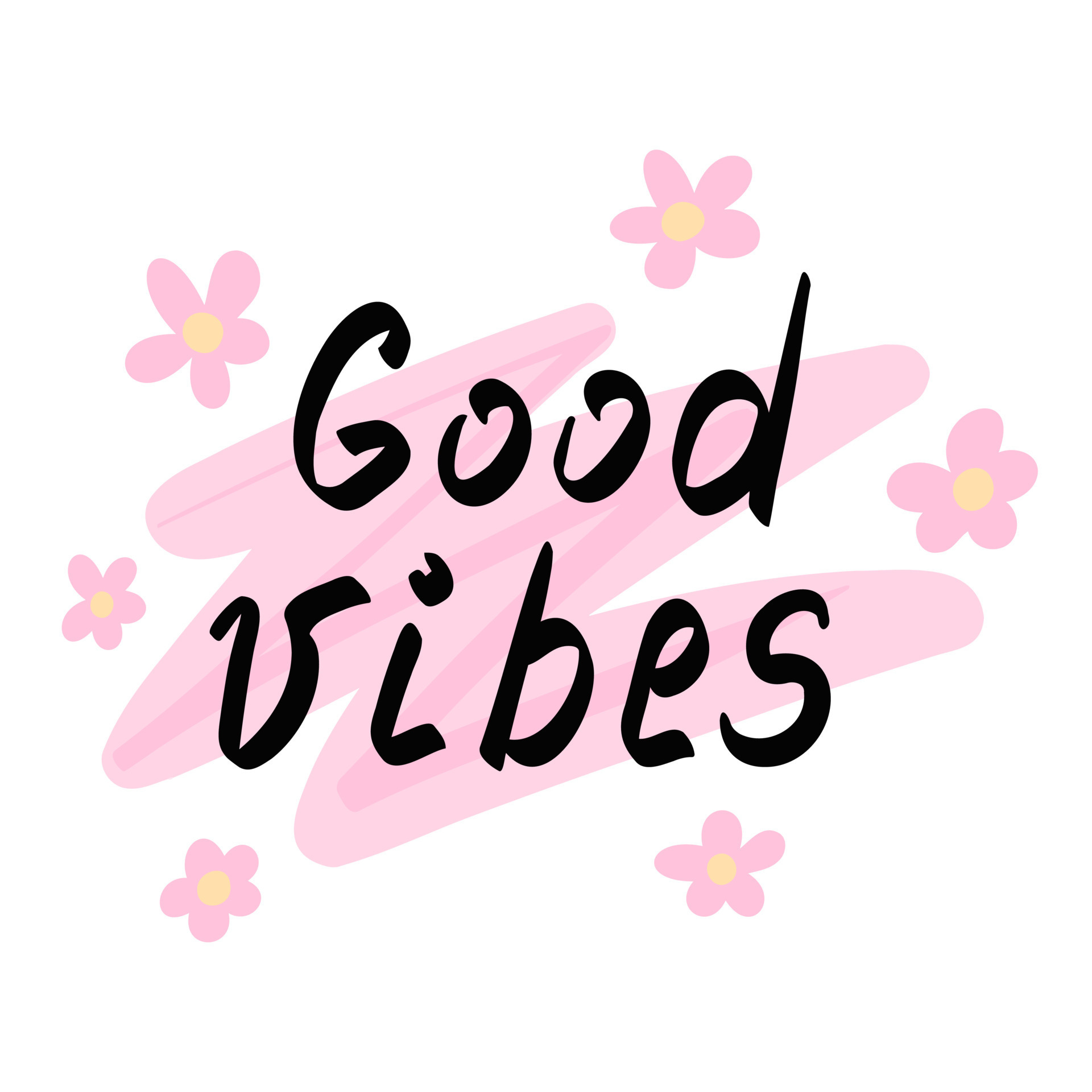 Good vibes, cute lettering with flowers. Illustration for printing,  backgrounds, covers, packaging, greeting cards, posters, stickers, textile  and seasonal design. Isolated on white background. 7801075 Vector Art at  Vecteezy