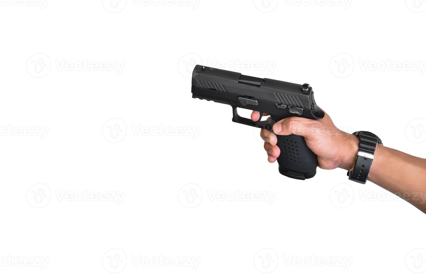 Isolated 9mm pistol gun with clipping paths. photo