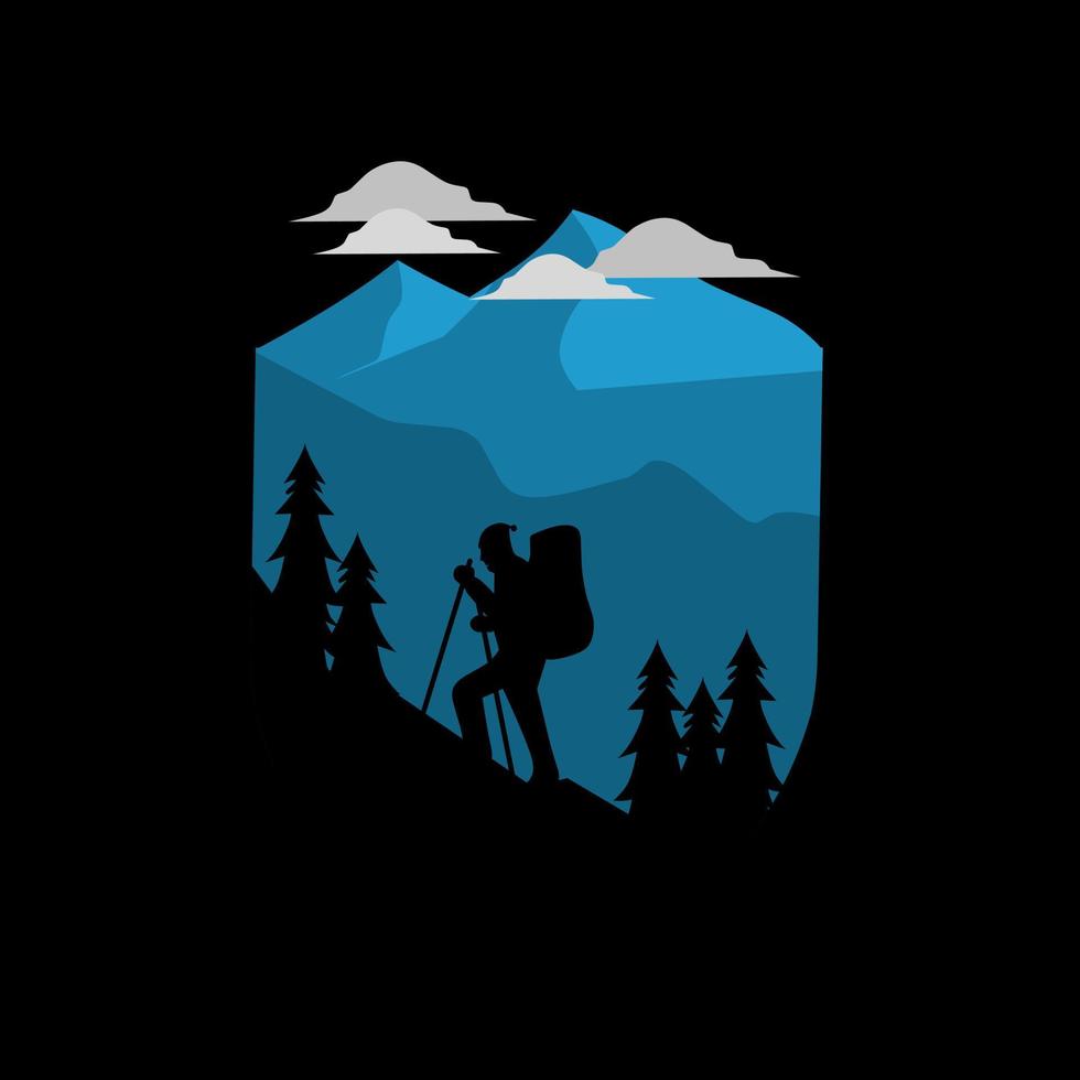 illustration vector of people hiking mountain suitable for print,etc.