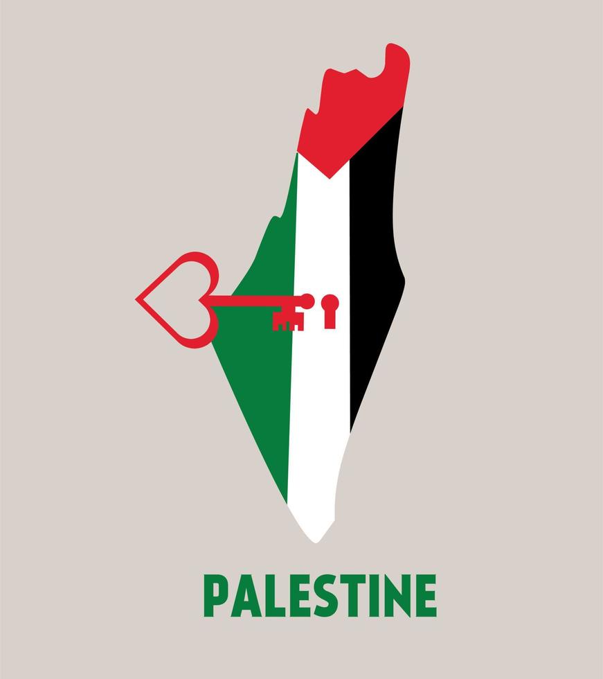 illustration vector of palestine map and key