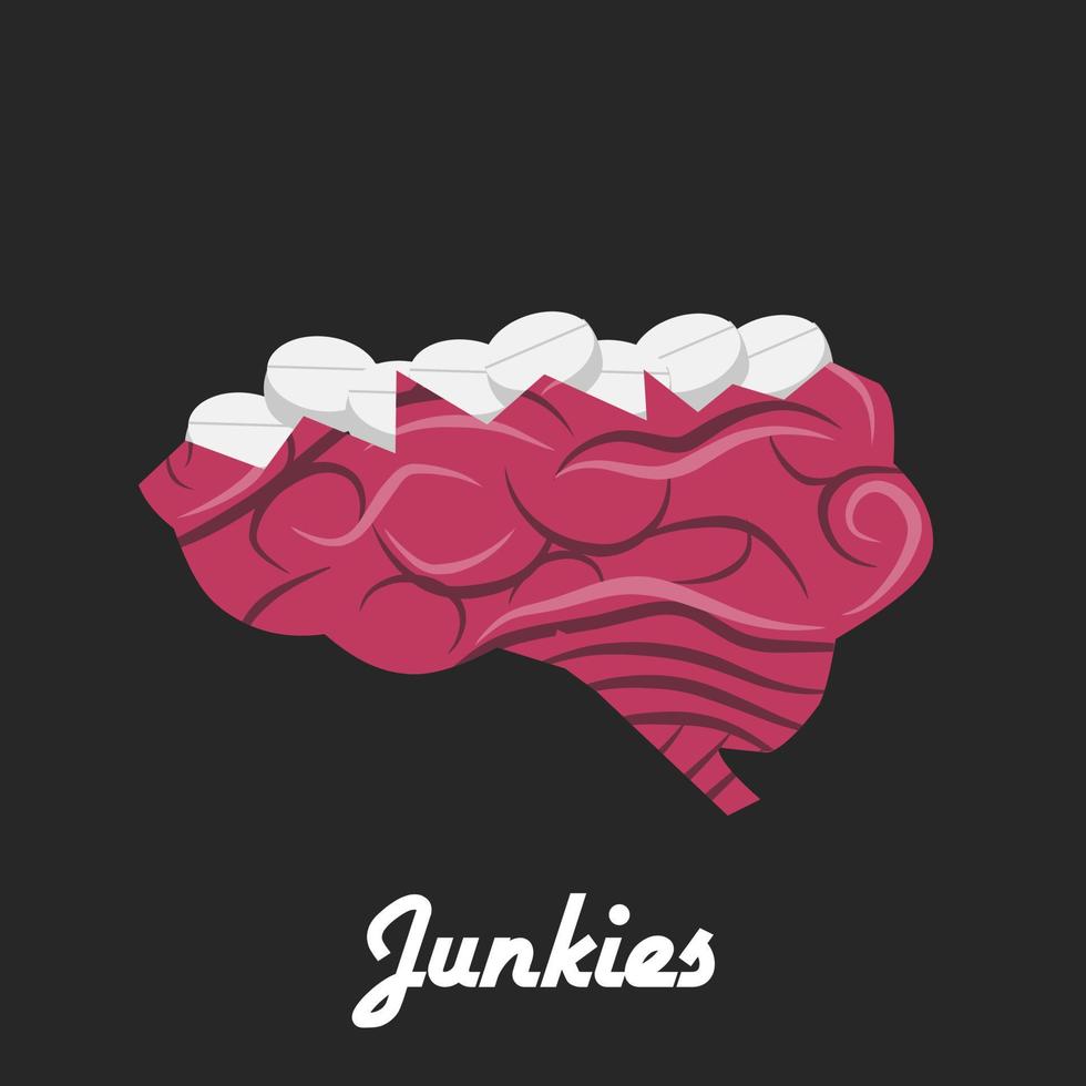 illustration vector of junkies brain,drugs addiction