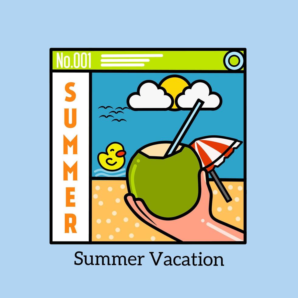illustration of coconut in summer beach,perfect for print etc. vector