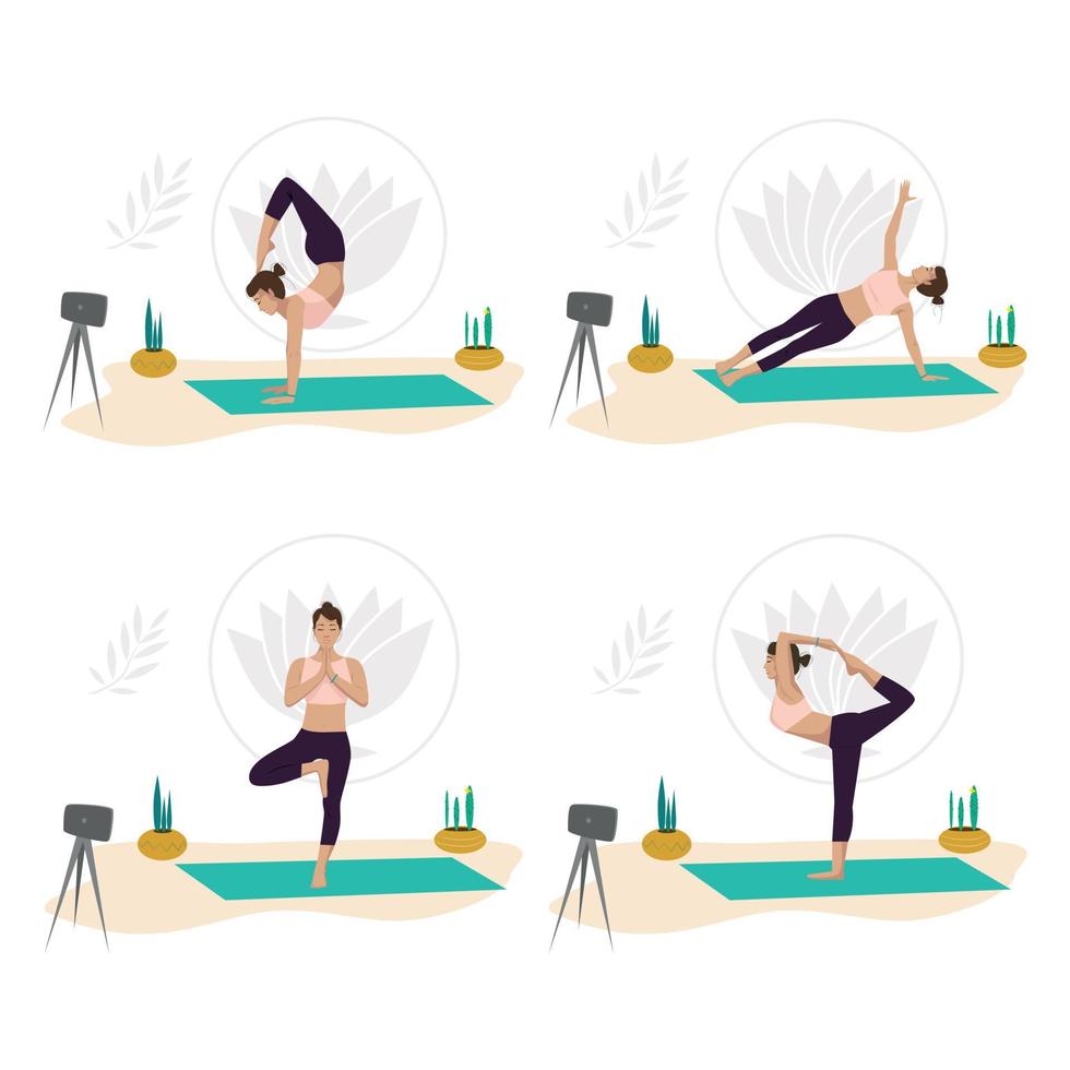 un conjunto de posturas de yoga vector