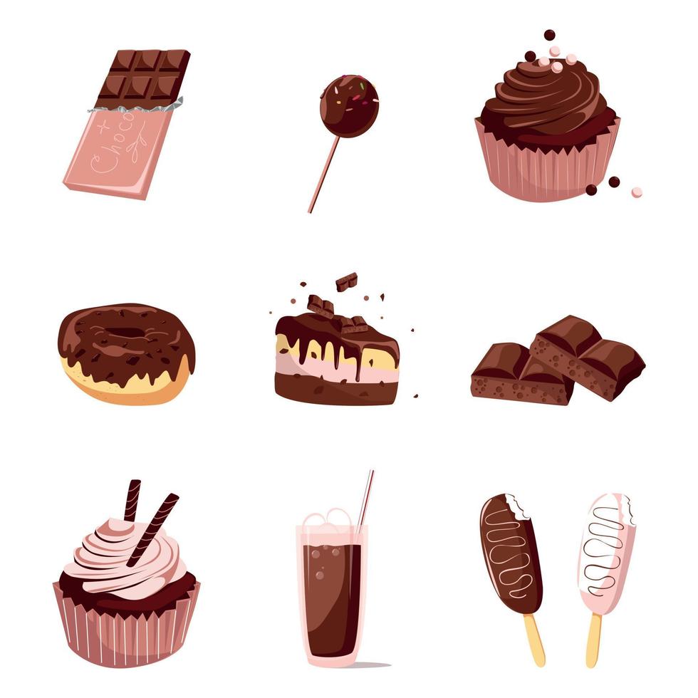 A set of chocolate sweets vector