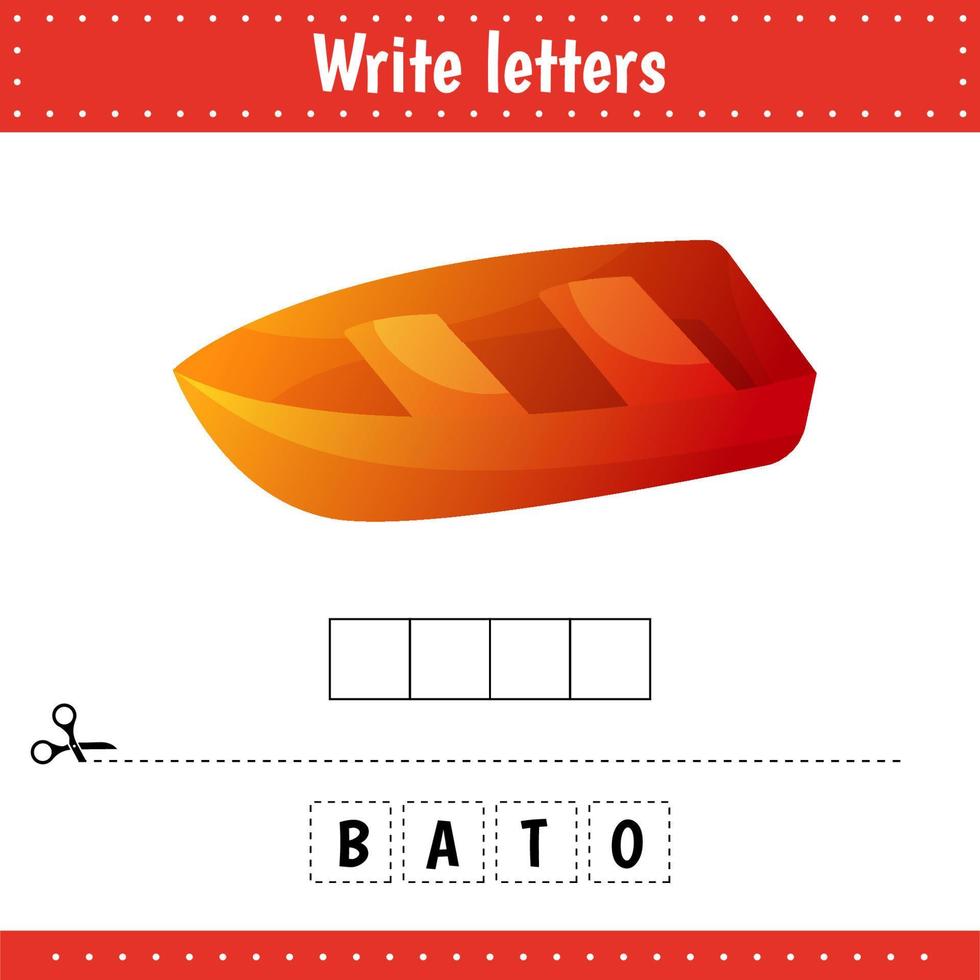 Educational game for kids. Crossword. Boat. vector