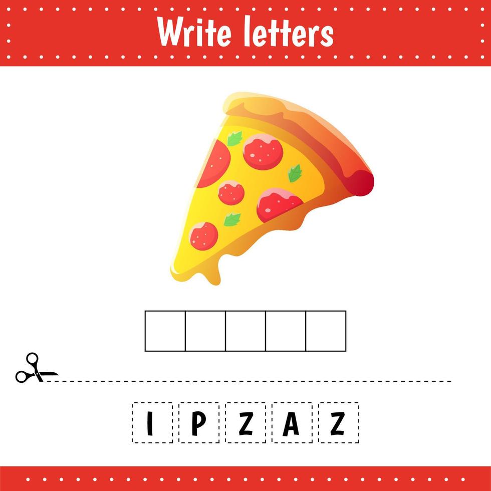 juego educativo para niños. crucigrama. pizza. vector