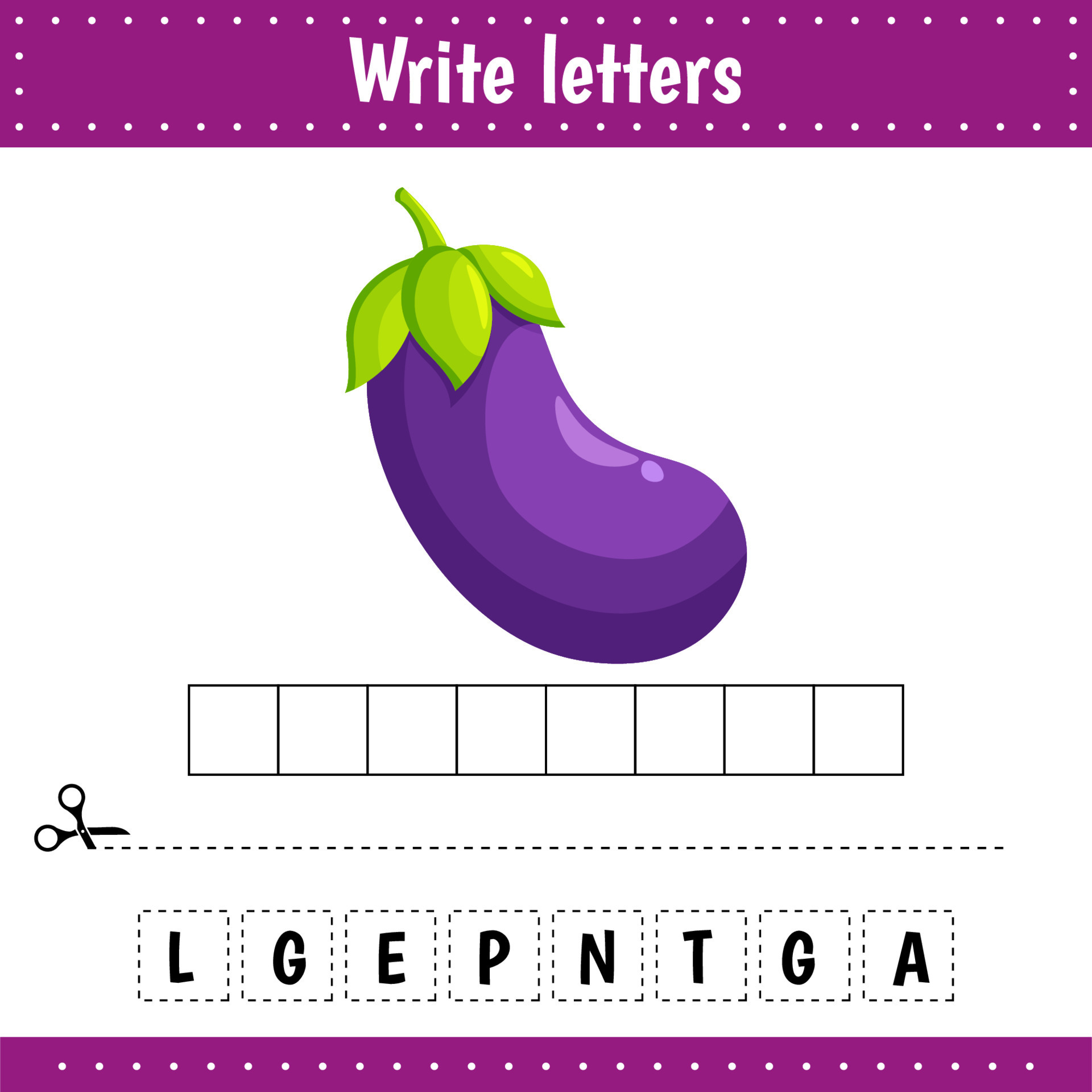 Educational game for kids Crossword Vegetable Eggplant 7801561 Educational game for kids Crossword Vegetable Eggplant 7801561