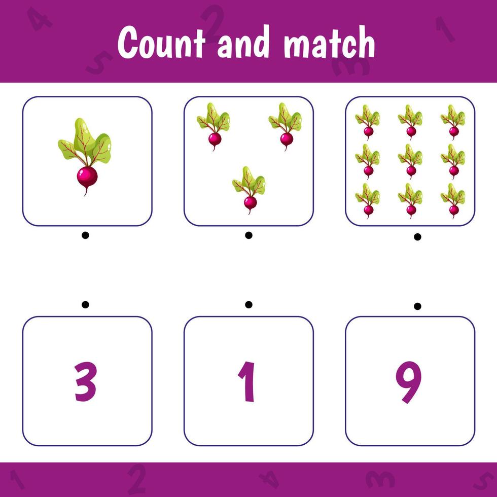 Counting game for preschool children.Count beets vector