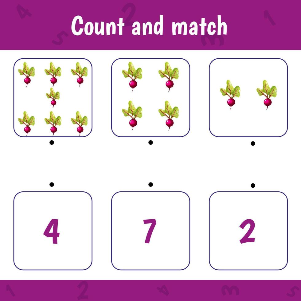 Counting game for preschool children.Count beets vector