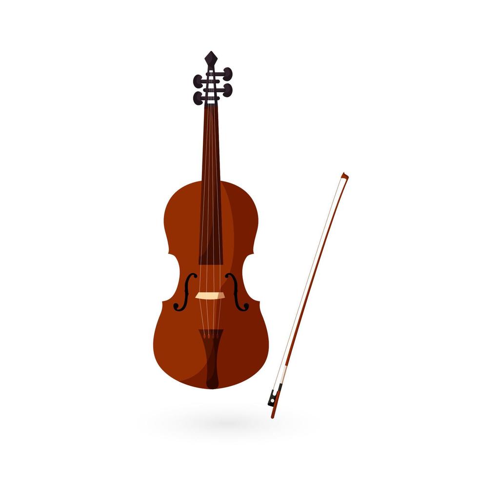 Cartoon violin. Musical instrument vector