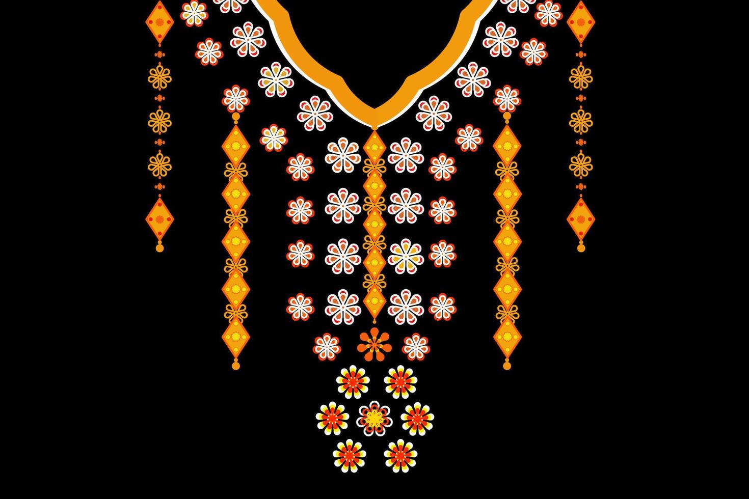 patrón étnico geométrico, moda de diseño de collar bordado de flora para blusa de mujer vector
