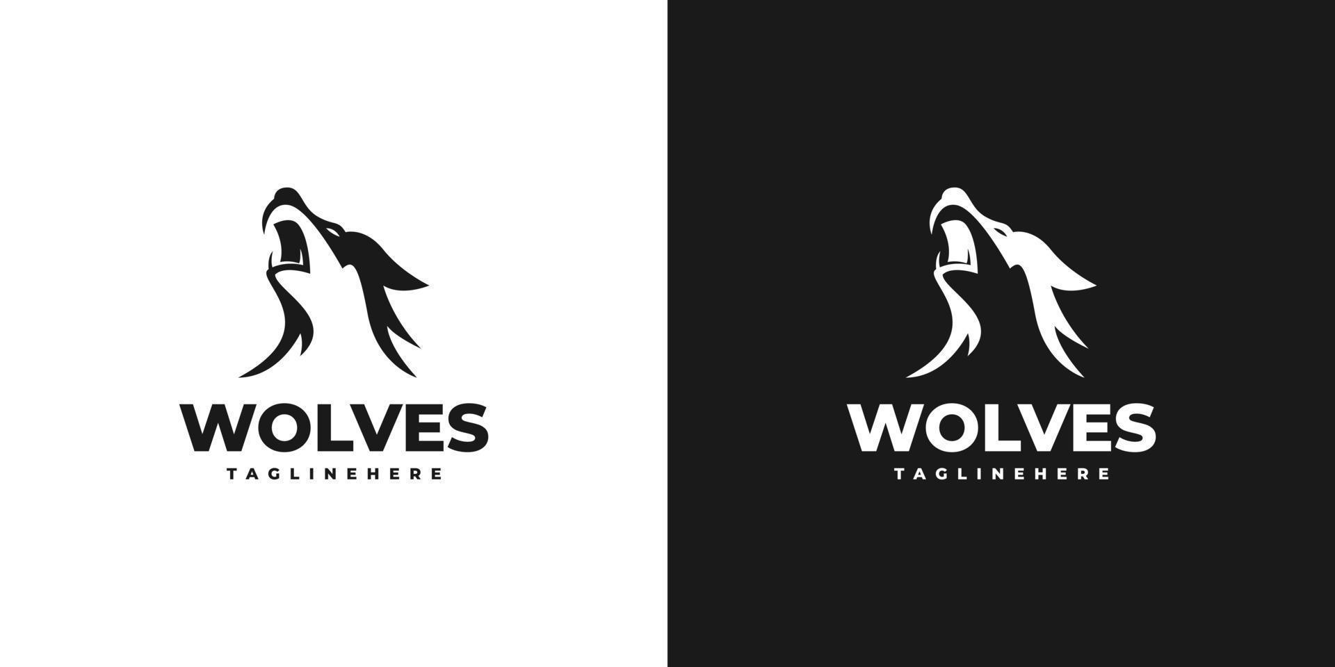 ilustración del diseño del logotipo de lobo aullando vector