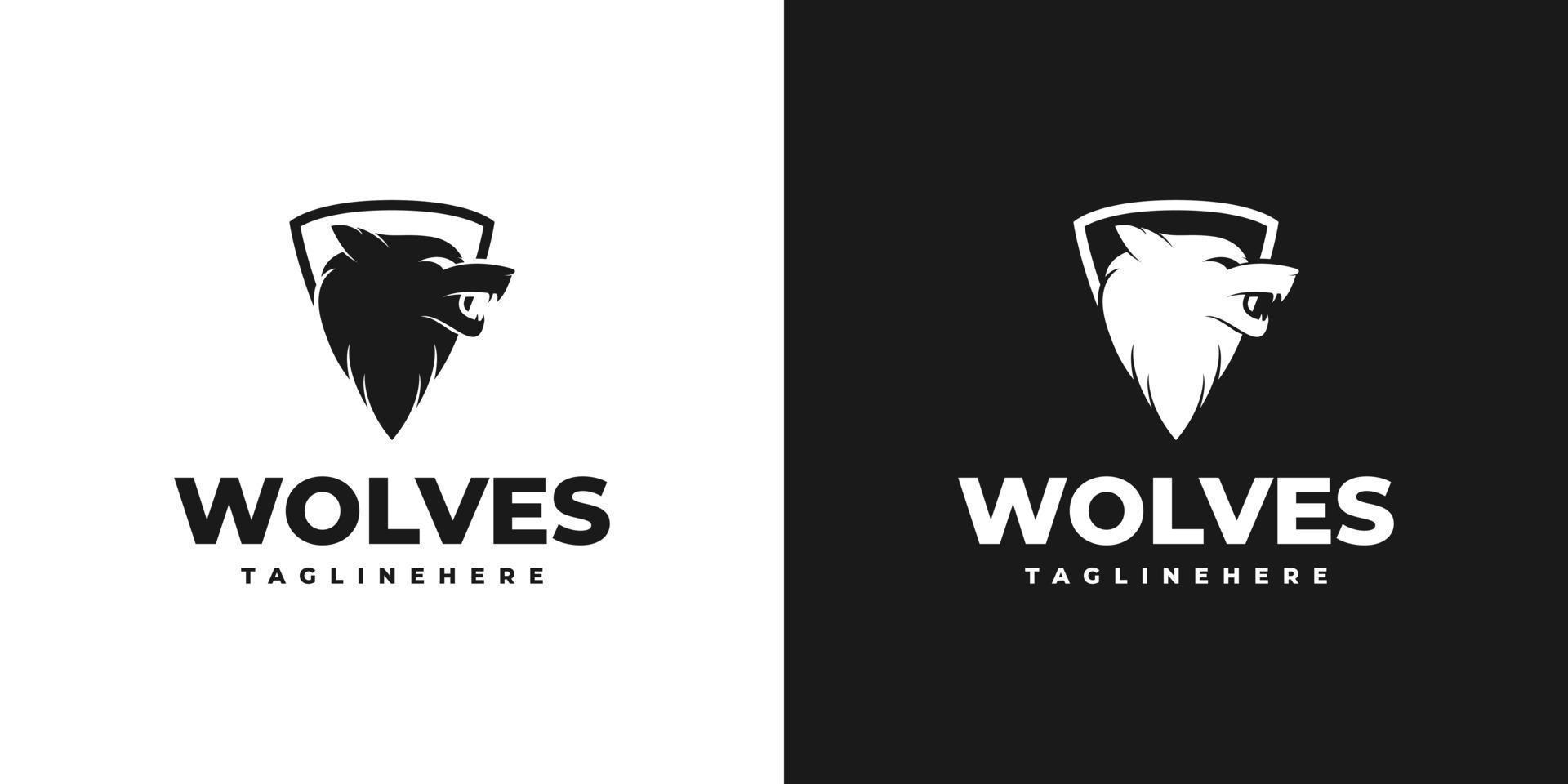 silhouette illustration of Howling Wolf logo design vector