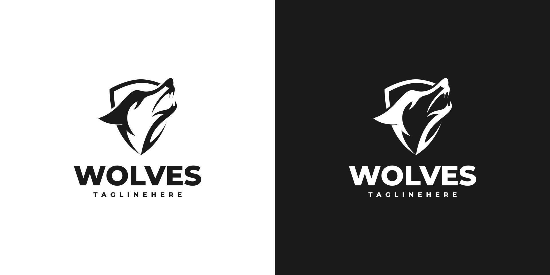 illustration of Howling Wolf logo design vector