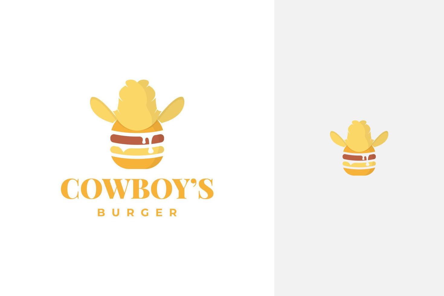 hamburguesa y sombrero de vaquero, diseño de logotipo de hamburguesa de vaquero vector