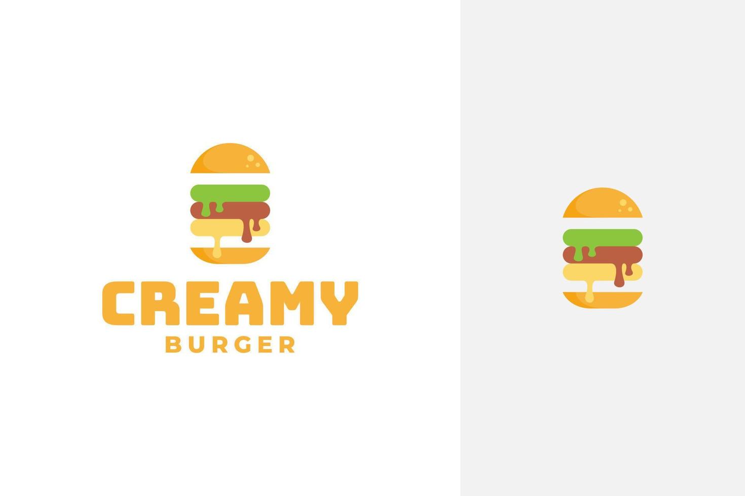 creamy burger logo design vector