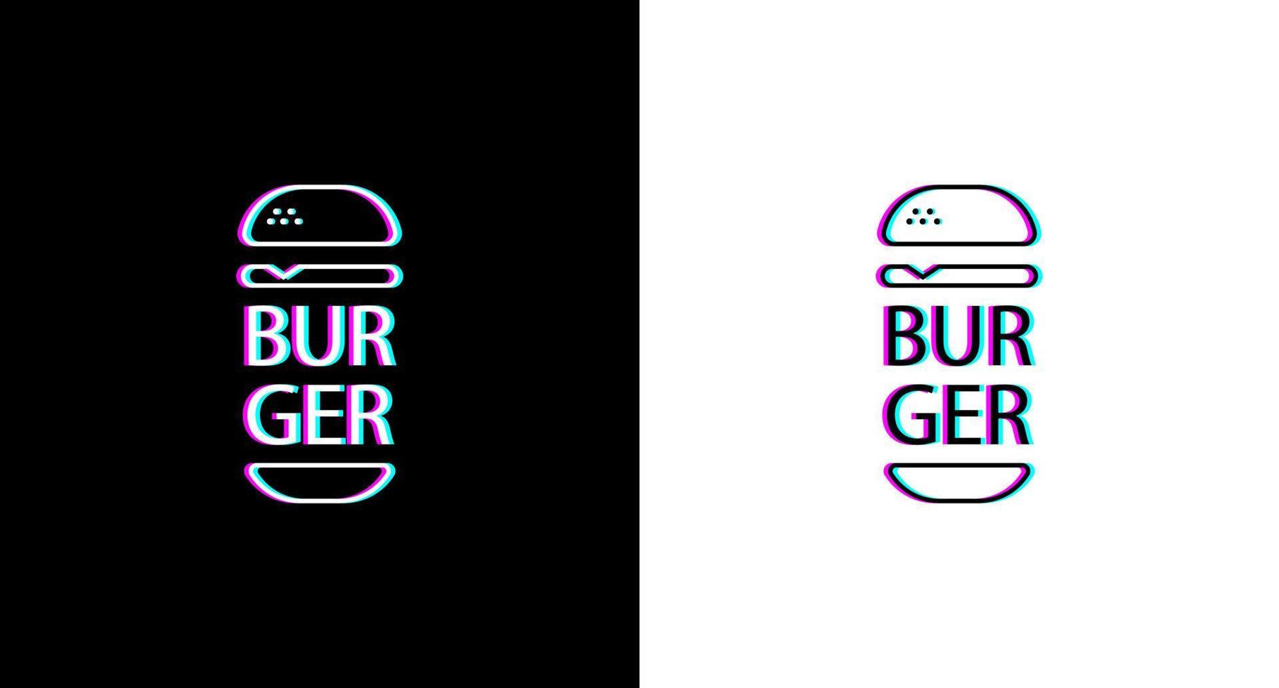 burger logo design with glitch effect vector