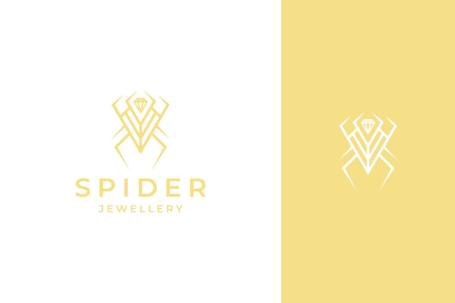 diseño de logotipo de joyería de araña y diamantes vector