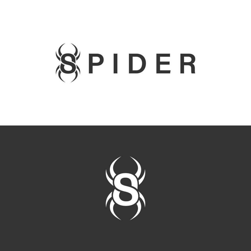 diseño de logotipo de araña letra s vector