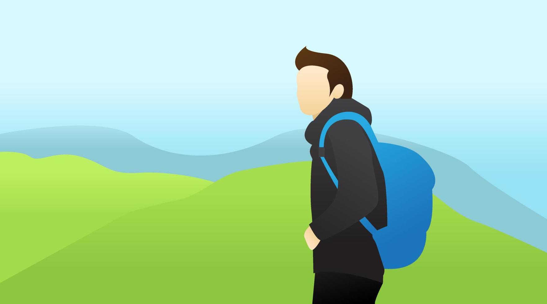 Traveler on the mountain illustration design vector