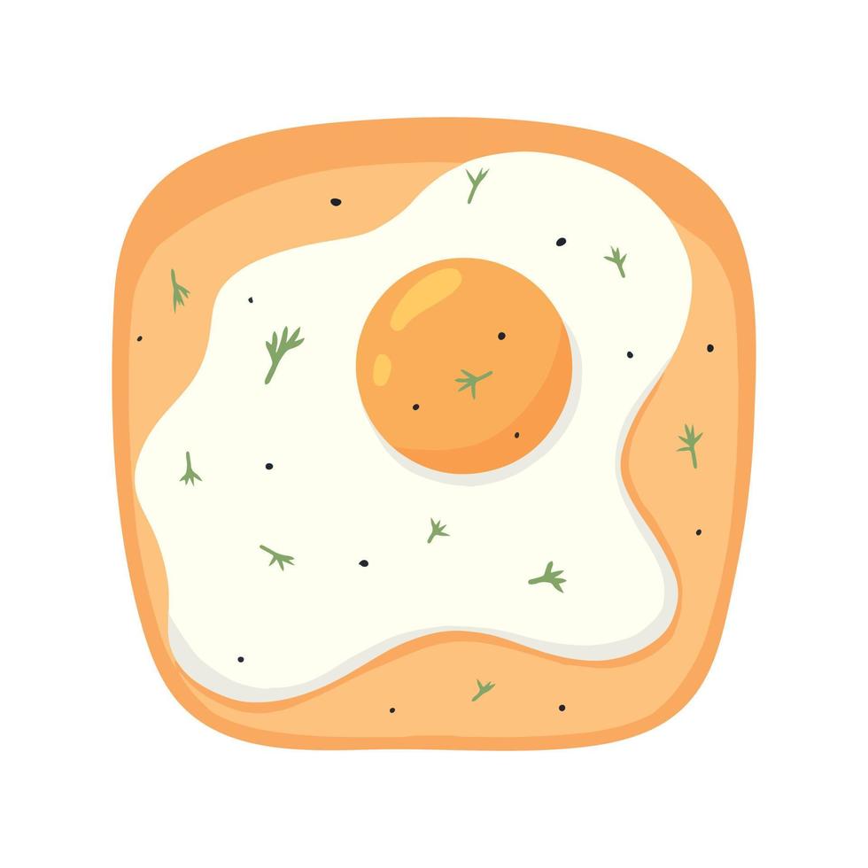 sándwich de huevo frito. tostadas de huevo. ilustración vectorial en estilo de dibujos animados. desayuno saludable vector