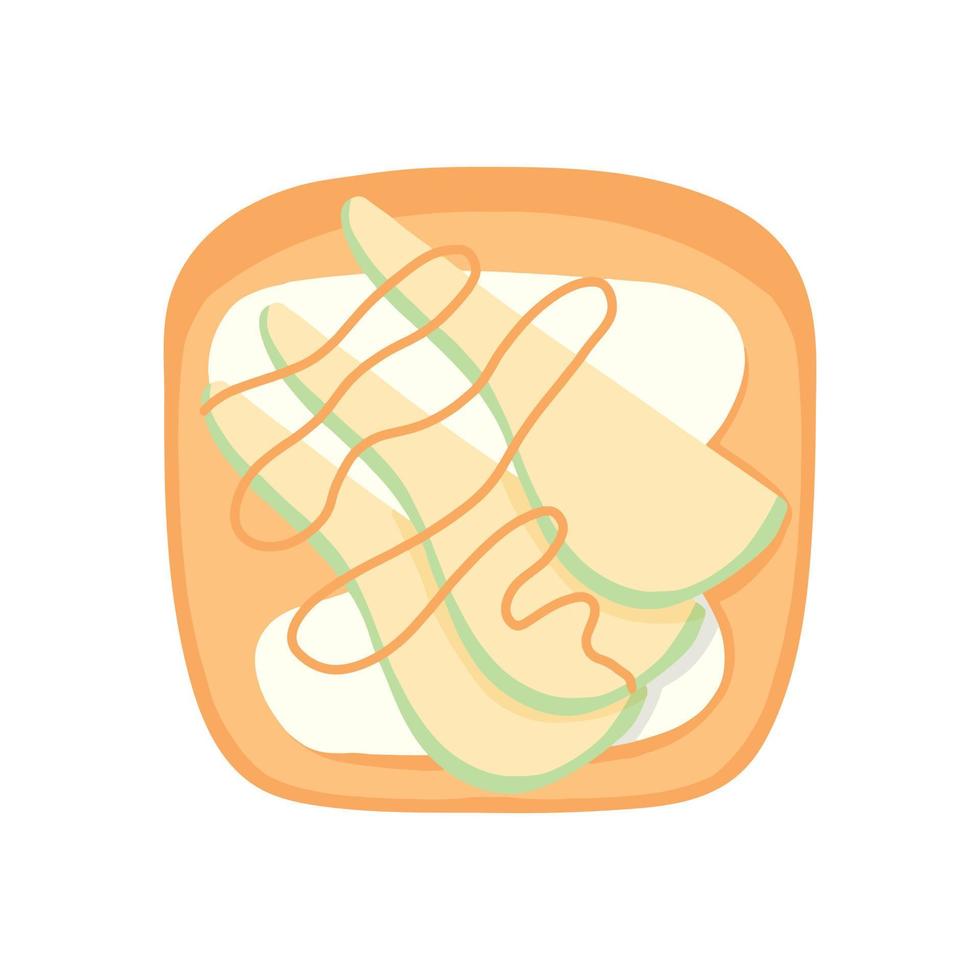 Sandwich with pear and honey Pear toast Vegetarian food. Vector illustration in cartoon style. healthy breakfast