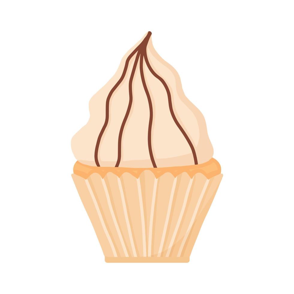 delicioso hermoso bizcocho con crema. panecillo con crema batida. postre apetitoso para cumpleaños, bodas y otras fiestas. logotipo para panaderías. ilustración vectorial vector