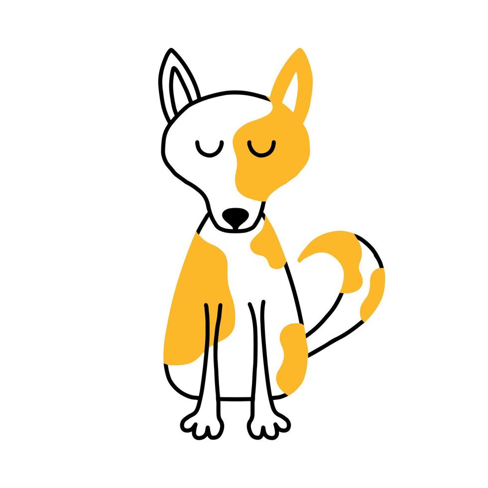 Doodle dog. Cute dog isolated on white background. Vector illustration.