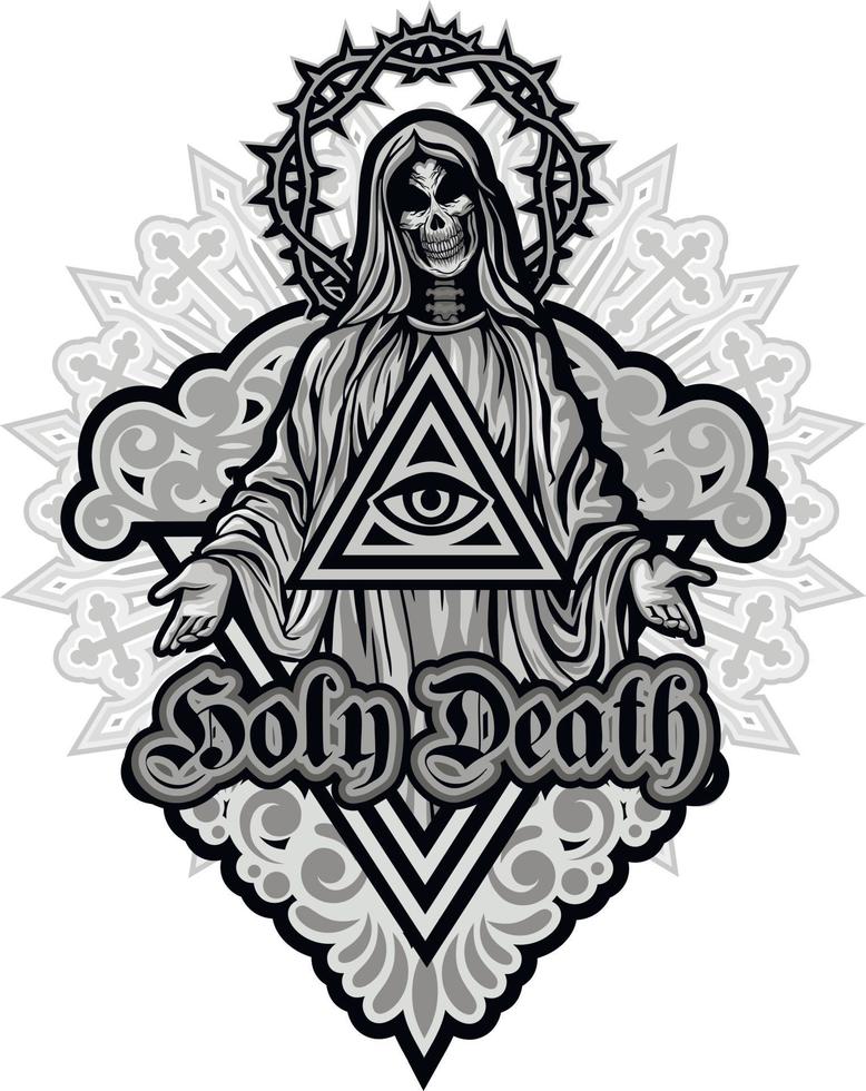 Holy Death, Day of the Dead,skeleton, grunge vintage design t shirts vector