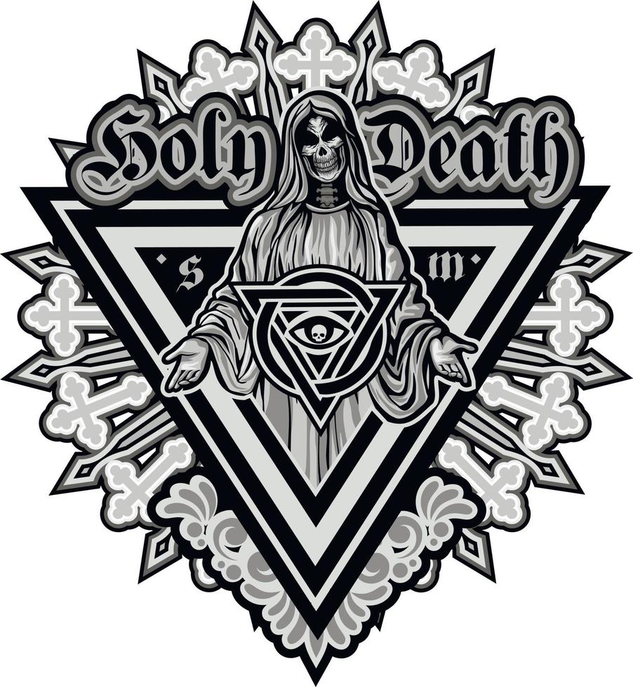 Holy Death, Day of the Dead,skeleton, grunge vintage design t shirts vector