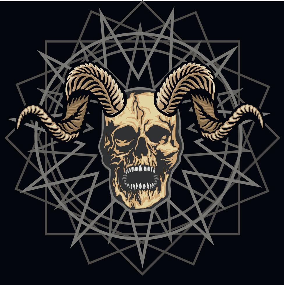 Signo gótico con calavera, camisetas de diseño vintage grunge vector