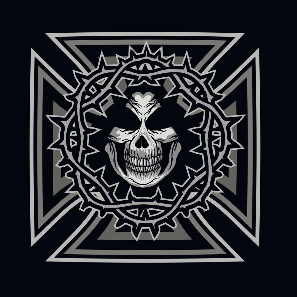 Signo gótico con calavera, camisetas de diseño vintage grunge vector