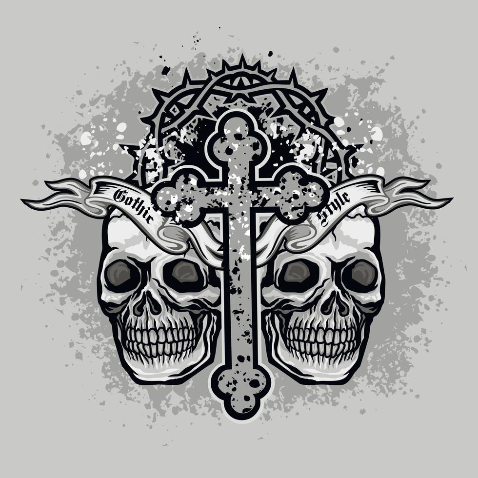 Gothic sign with skull, grunge vintage design t shirts vector