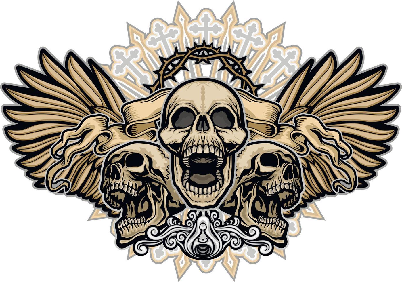 Signo gótico con calavera, camisetas de diseño vintage grunge vector