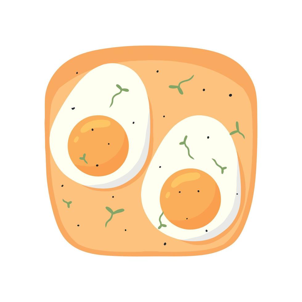 Sandwich de huevo. tostadas de huevo. ilustración vectorial en estilo de dibujos animados. desayuno saludable vector