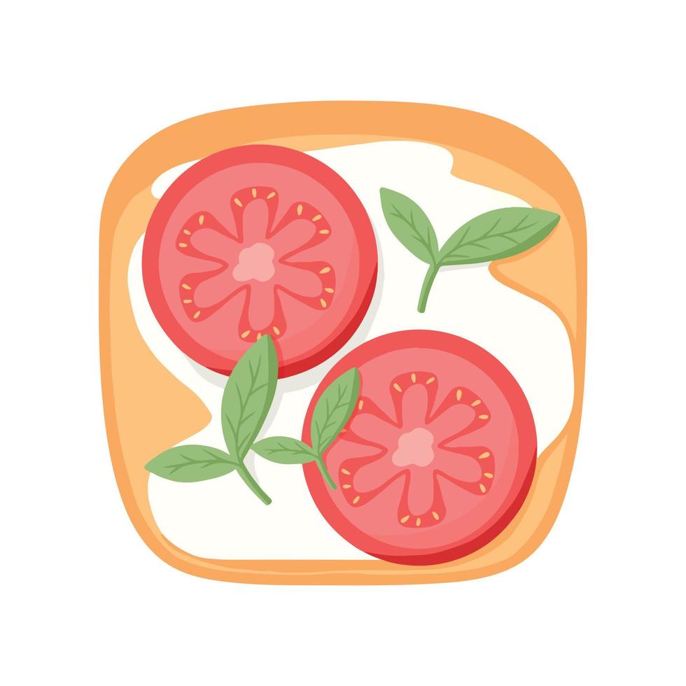 sándwich con tomate y requesón. ilustración vectorial en estilo de dibujos  animados. desayuno saludable 7801945 Vector en Vecteezy