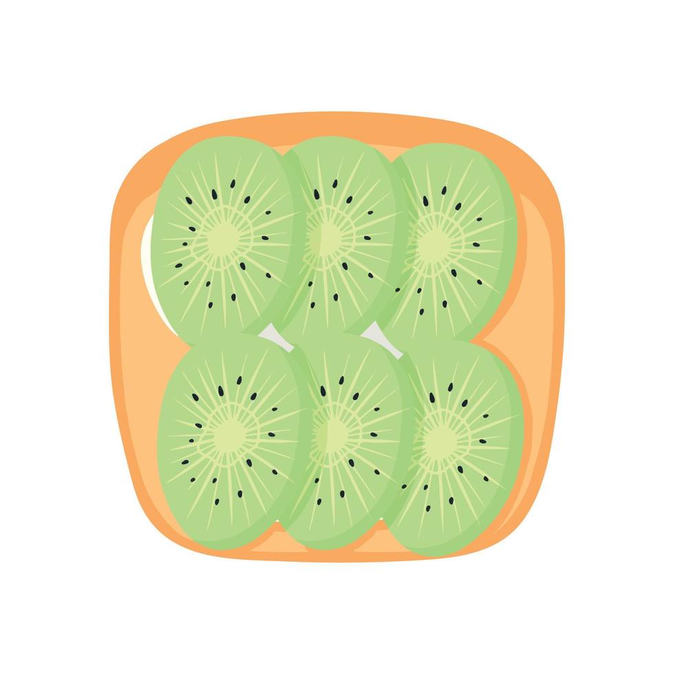 sándwich de kiwi. tostadas de kiwi. comida vegetariana. ilustración vectorial en estilo de dibujos animados. desayuno saludable vector