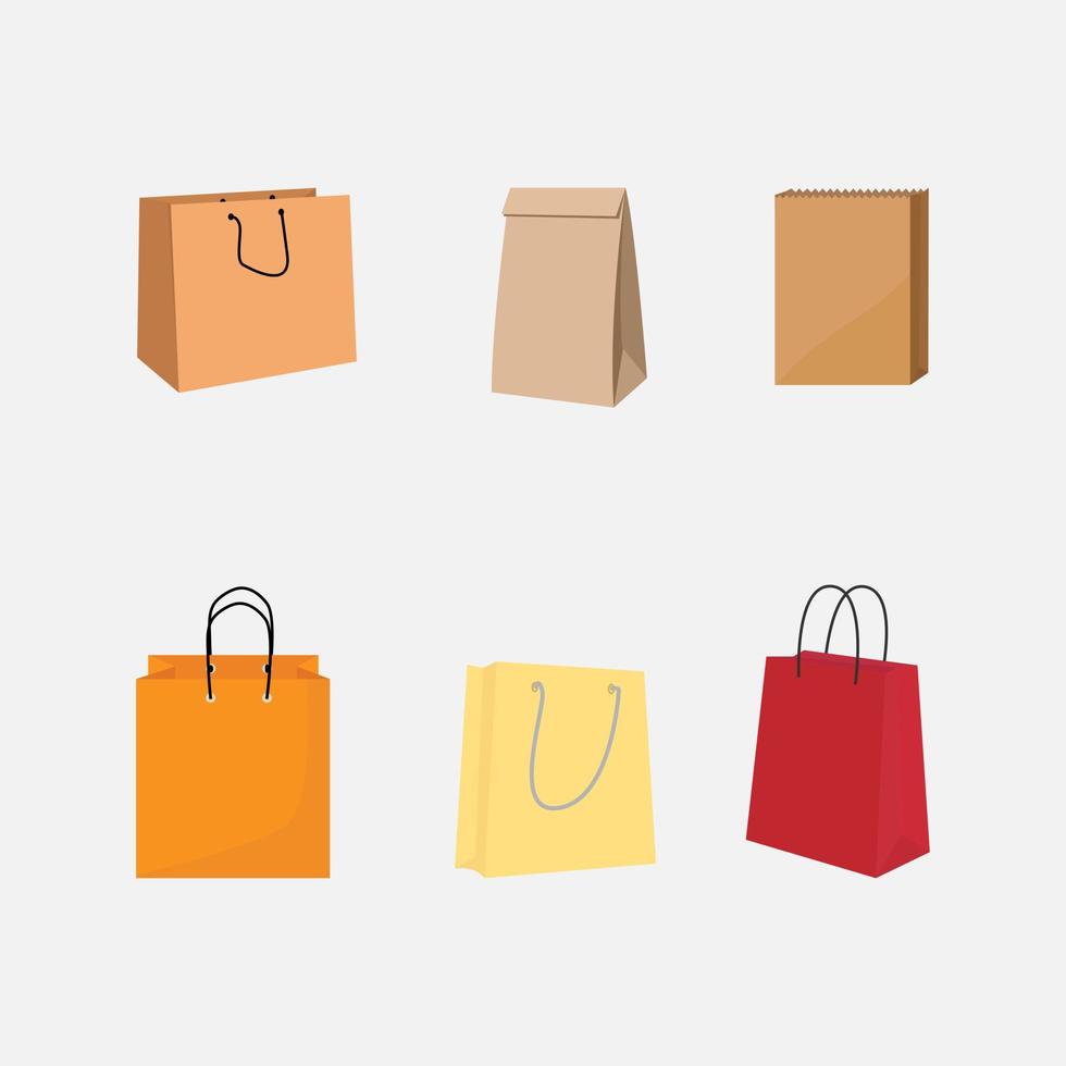 cute paper bag illustration set vector