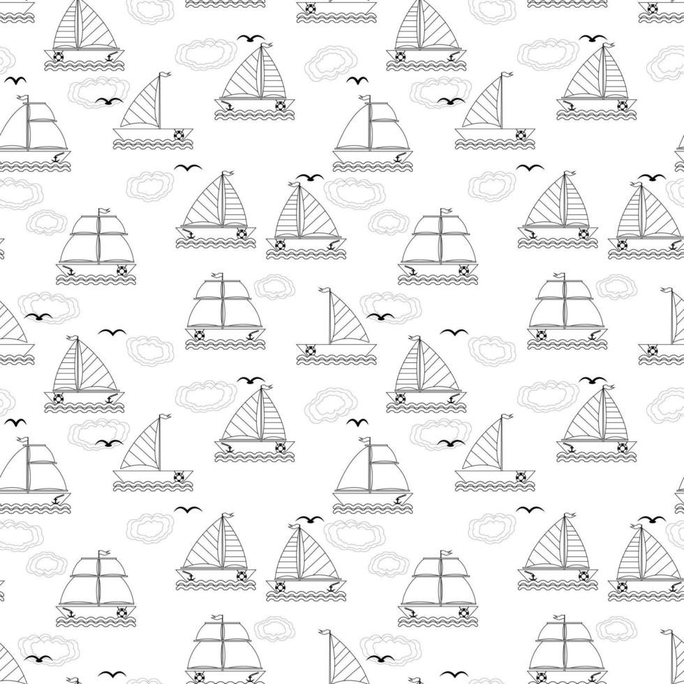 cute boat pattern design vector