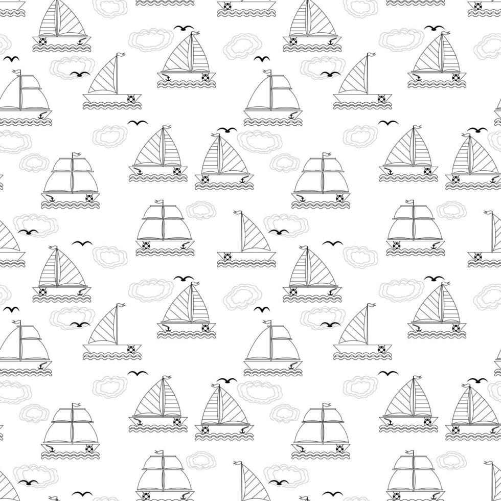 cute boat pattern design vector