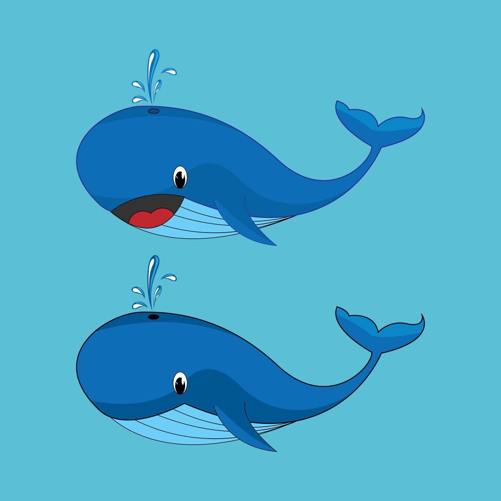 cute whale animal cartoon vector