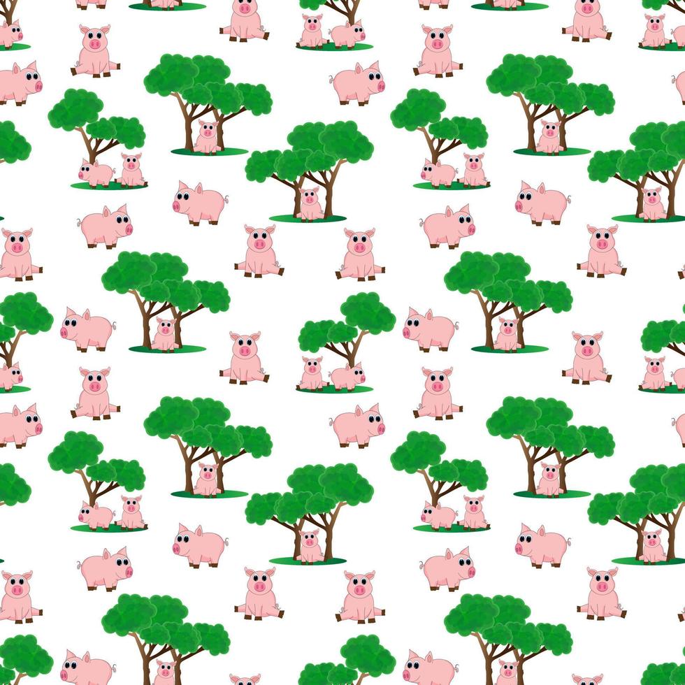 cute pig pattern design vector