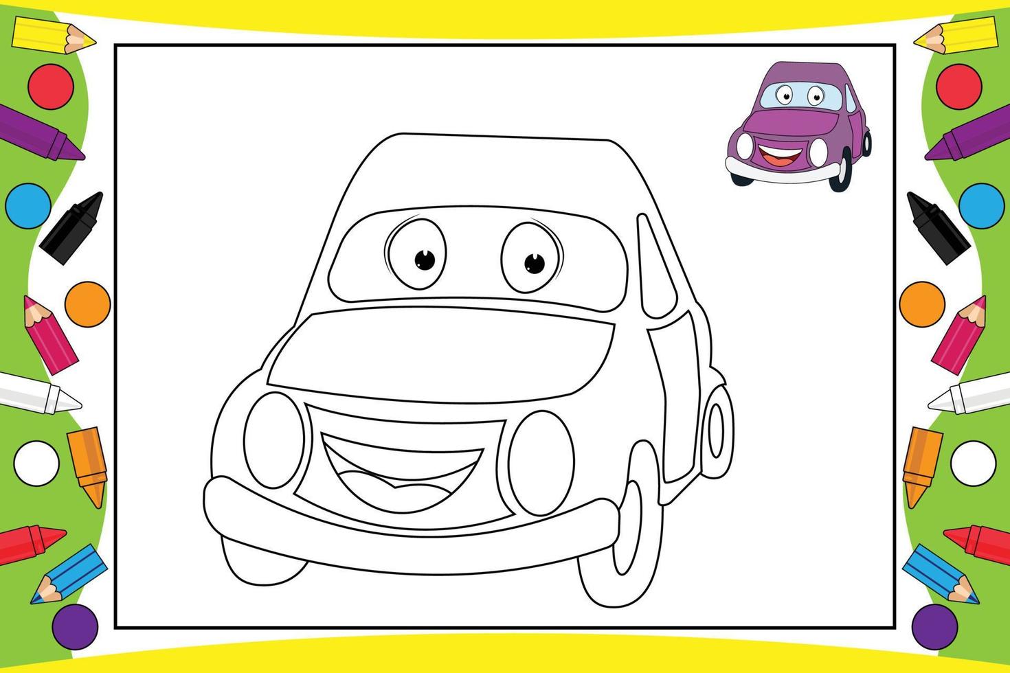 dibujos animados de coches para colorear para niños vector