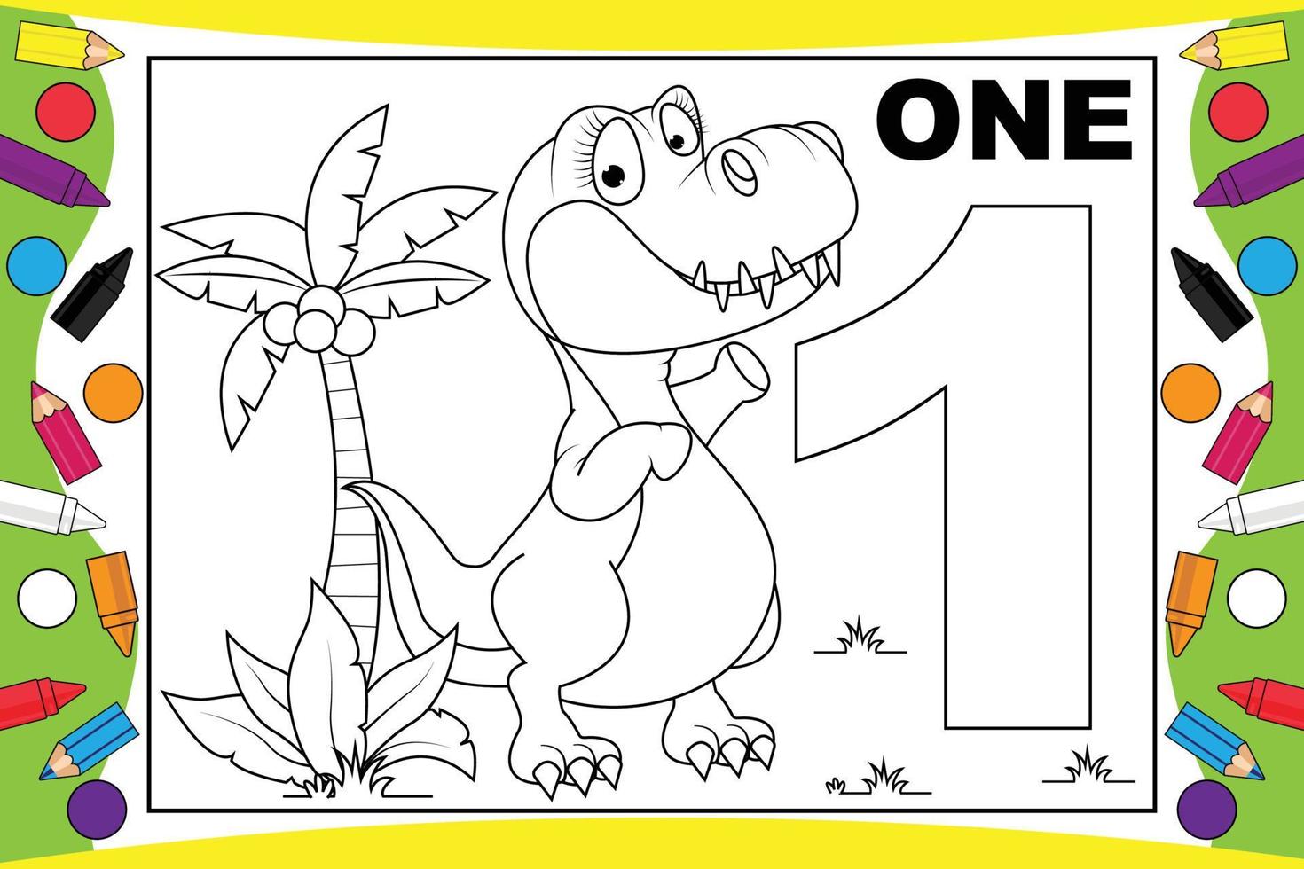 dibujos animados de dinosaurios para colorear con número para niños 7802054  Vector en Vecteezy