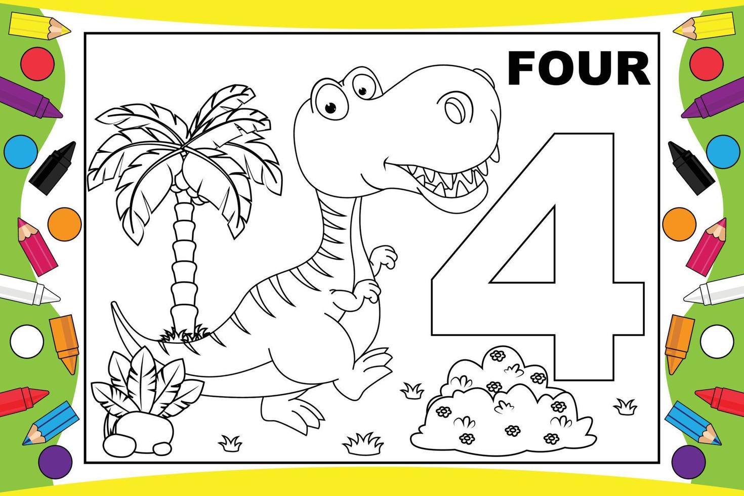 dibujos animados de dinosaurios para colorear con número para niños 7802063  Vector en Vecteezy