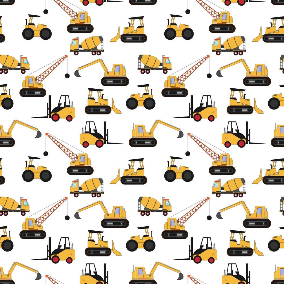 cute construction vehicle pattern design vector