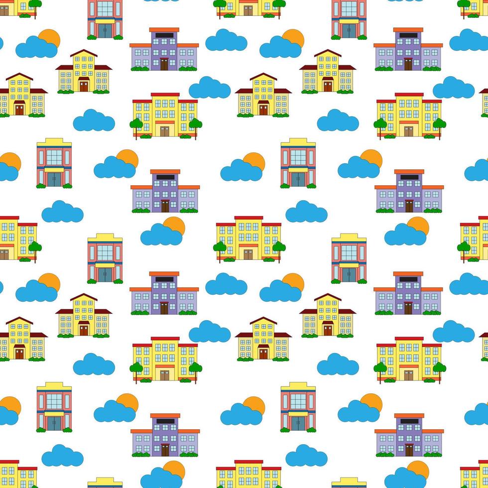cute building pattern design vector