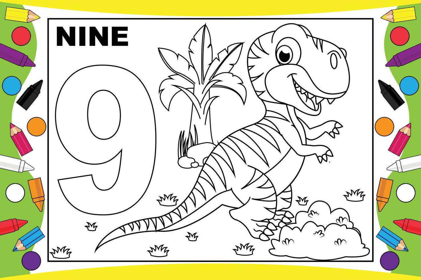 dibujos animados de dinosaurios para colorear con número para niños 7802110  Vector en Vecteezy